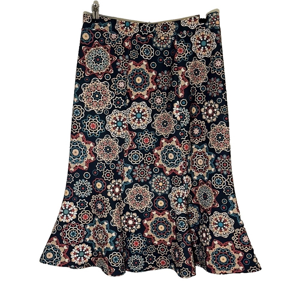 Colorful Floral Maxi Skirt L Boho Indie Folk Hippie Retro Mod Earthy Granola 80s